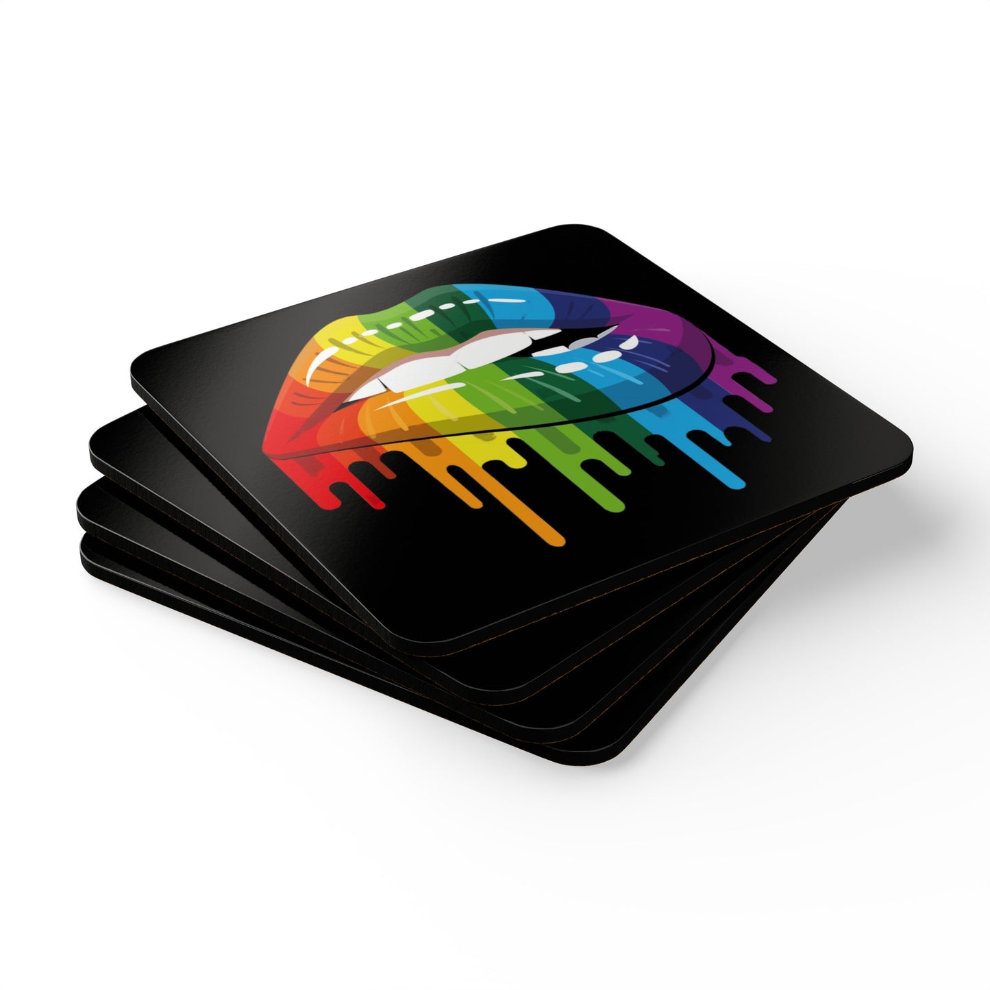 Juucie | "Rainbow Pride Lips" Corkwood Coaster Set - Juucie